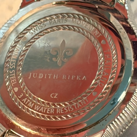 Judith Ripka Blue Enamel Watch Silver Tone CZ Crystal JR Logo Link Bracelet - Picture 6 of 6